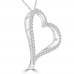 1.39 ct Round Cut Diamond Heart Shape Pendant Necklace (G Color SI-1 Clarity) in 14 kt White Gold